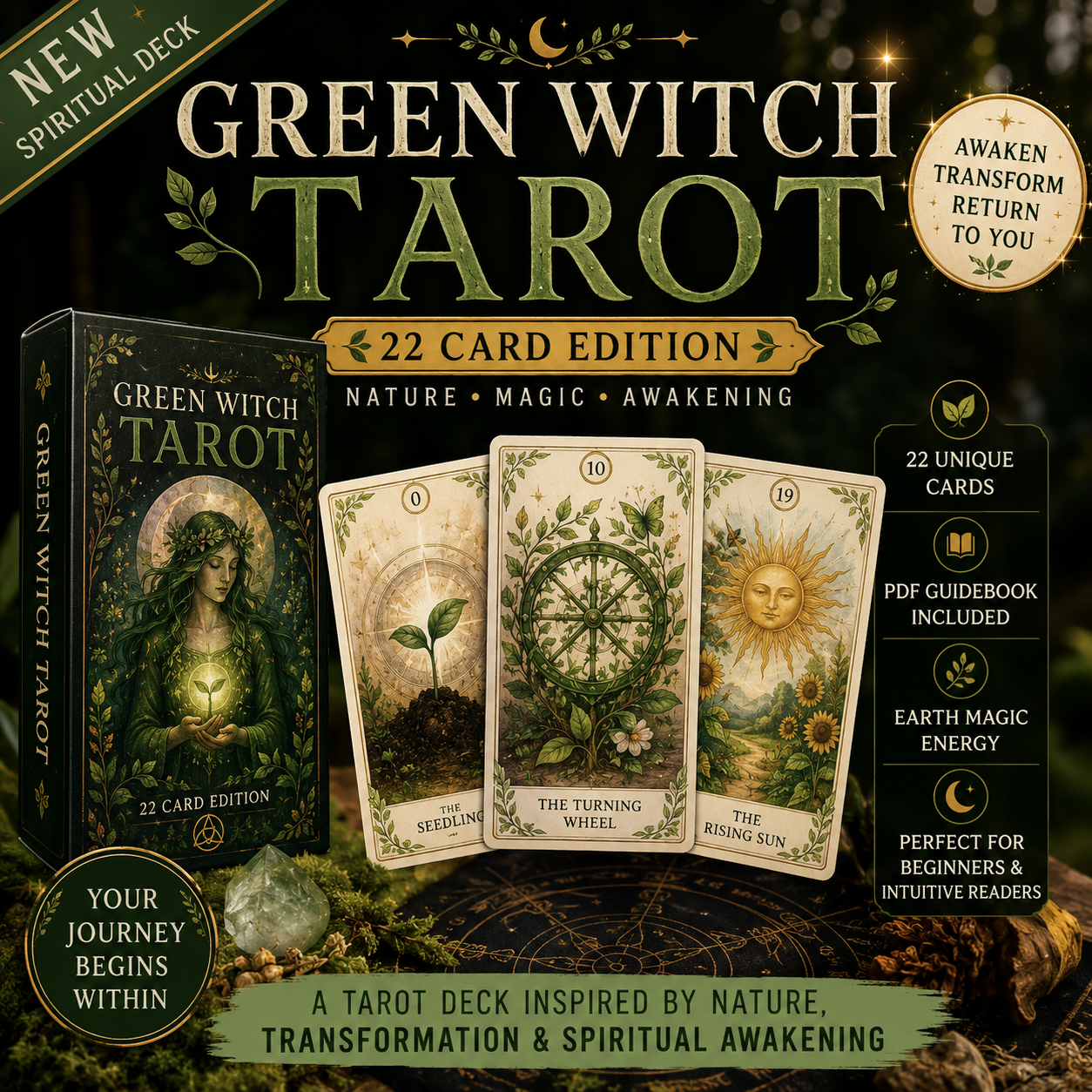 GREEN WITCH TAROT — 22 CARD DIGITAL DECK